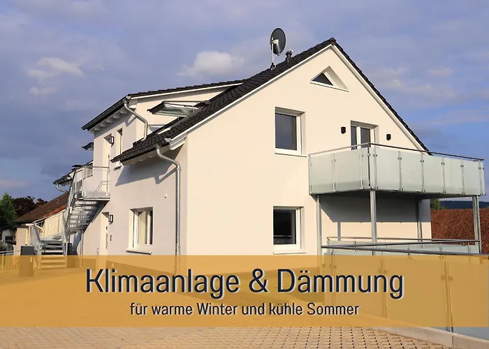 公寓 Hoeckelheim - Sternenhimmel - 100qm - 3 Schlafzimmer - Bis 6 Gaeste - Babies Reisen Gratis - Balkon, Garten & Grill - Klimaanlage, Raffstores & Fussbodenheizung - Smart-tv - Kueche Mit Induktionsherd & Spuelmaschine - Nahe Goettingen 诺特海姆